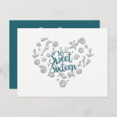 Sweet 16 ビーチパーティー招待状 Save the Date 案内ポストカード (正面/裏面)