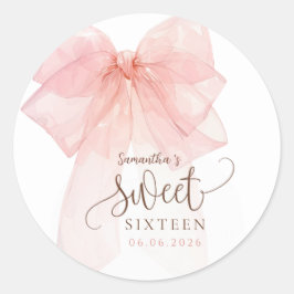 Sweet 16 ピンクのリボンの誕生日パーティー ラウンドシール