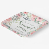 Sweet 16 ピンクの花 葉 名前 日付 ペーパープレート (傾斜あり)