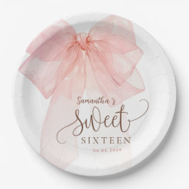 Sweet 16 ピンクリボン 誕生日パーティー ペーパープレート