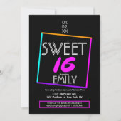 Sweet 16 フライヤー クラブテーマ 幾何学ネオン 招待状 (正面)