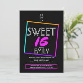 Sweet 16 フライヤー クラブテーマ 幾何学ネオン 招待状 (スタンド正面)