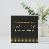 SWEET 16 ブラックゴールド ハリウッドパーティー招待状 招待状 (スタンド正面)
