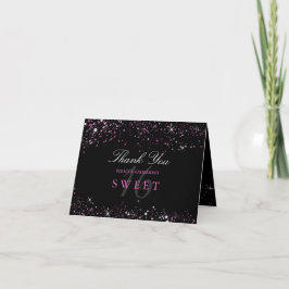 Sweet 16 ブラック ピンク スパークル ギラギラ サンクスカード サンキューカード