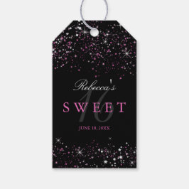 Sweet 16 ブラック ピンク スパークル ギラギラ ファヴォータグ ギフトタグ