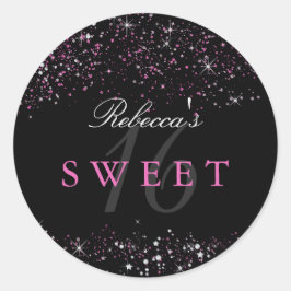 Sweet 16 ブラック ピンク スパークル グリッター ステッカー