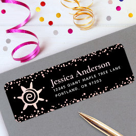 Sweet 16 ブラック ピンク ローズゴールド バースデー 返信先住所ラベル ラベル