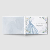 Sweet 16 ブルーウォーターカラーの花 ドレス ゲストブック (全面)