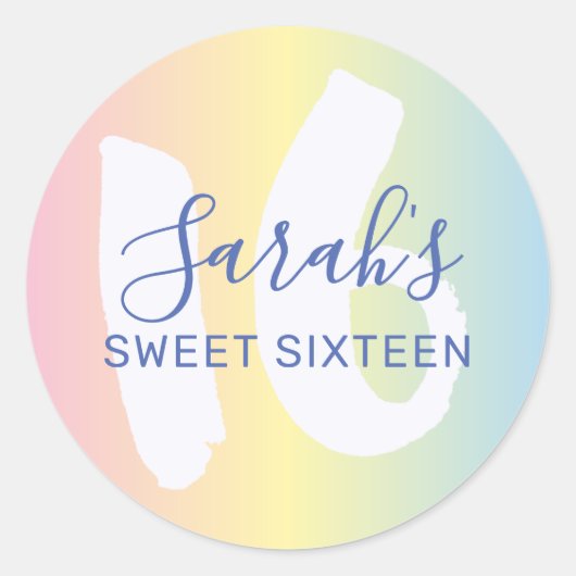 Sweet 16 ブルー メタリック バースデー ラウンドシール (正面)