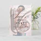 Sweet 16 & モダンPhotoスタイリッシュ誕生日 招待状 (スタンド正面)