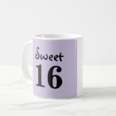 Sweet 16 モノグラム 名前 紫 コーヒーマグカップ (正面左)