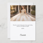 Sweet 16 リボン アイボリー パール 写真 サンキューカード (裏面)