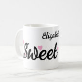 Sweet 16 名前入り 16歳の誕生日 ピンク コーヒーマグカップ (正面左)