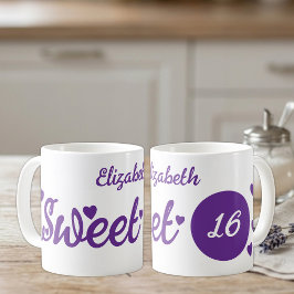 Sweet 16 名前 16歳の誕生日 紫 コーヒーマグカップ