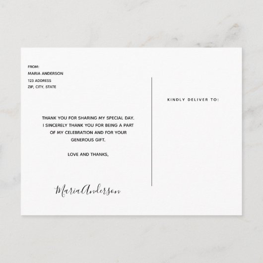 Sweet 16 感謝してい youカスタムフォト白黒 ポストカード (裏面)