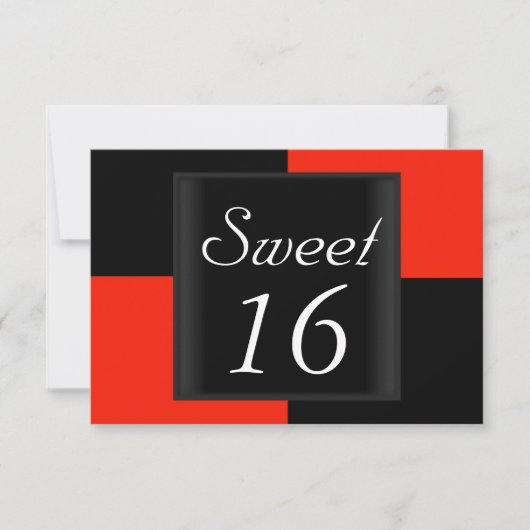 Sweet 16 招待状 ブラック レッド (正面)