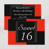 Sweet 16 招待状 ブラック レッド (正面/裏面)