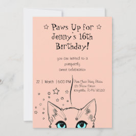 Sweet 16 猫の誕生日 招待状
