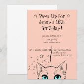 Sweet 16 猫の誕生日 招待状 (正面/裏面)