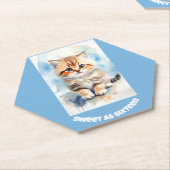 Sweet 16 猫 画像 テキスト ブルー ペーパーコースター (アングル)