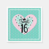 Sweet 16 誕生日お祝い スタンダードカクテルナプキン (正面)