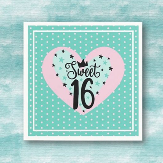 Sweet 16 誕生日お祝い スタンダードカクテルナプキン