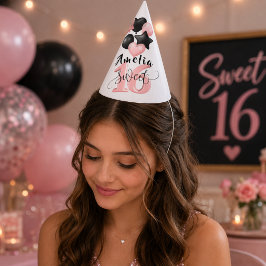 Sweet 16 誕生日パーティーハット 名前入り パーティーハット
