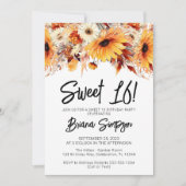 Sweet 16 誕生日 秋の花 招待状 (正面)