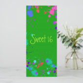 Sweet 16 鮮やかネオン ペイントスプラッター 招待状 (スタンド正面)