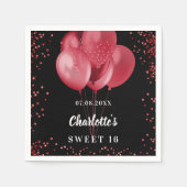 Sweet 16 黒 赤 風船 スタンダードカクテルナプキン (正面)