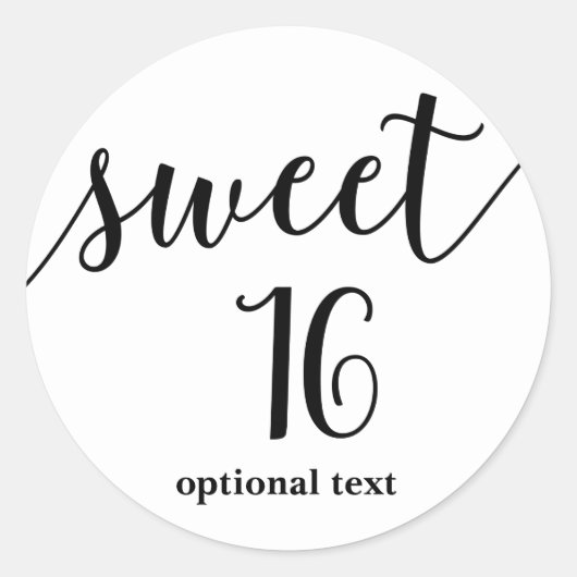 SWEET 16 16ブラックスクリプトタイプパーティーの好意 ラウンドシール (正面)