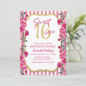 Sweet 16、16歳の誕生日、ピンクの招待状 招待状 (スタンド正面)