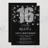 「Sweet 16」16歳モダンの誕生日パーティー写真 招待状 (正面/裏面)