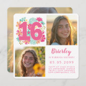 Sweet 16 16th Birthday Partyの写真 招待状 (正面/裏面)