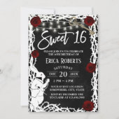 Sweet 16 Alice in Wonderland Thorn & バラフラワー 招待状 (正面)