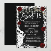 Sweet 16 Alice in Wonderland Thorn & バラフラワー 招待状 (正面/裏面)