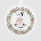 Sweet 16 Birthday Keepsake Pink Car オーナメント (正面)