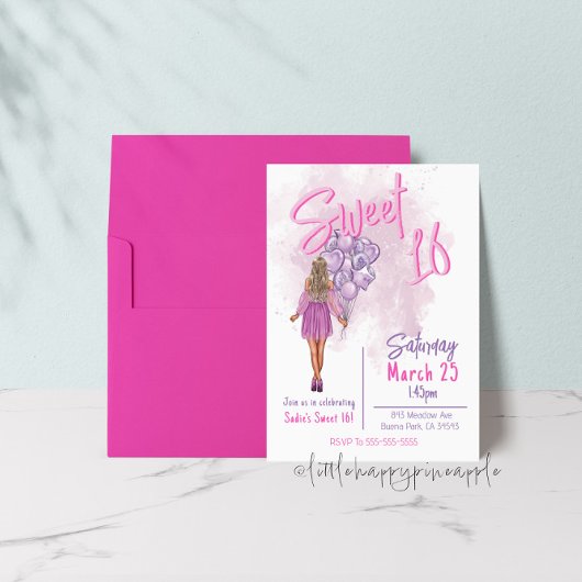 Sweet 16 Birthday Partyへの招待 招待状