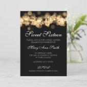 Sweet 16 Birthday Party金ゴールド《写真》ぼけ味灯 招待状 (スタンド正面)