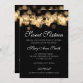 Sweet 16 Birthday Party金ゴールド《写真》ぼけ味灯 招待状 (正面/裏面)