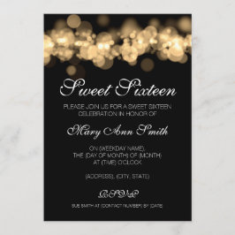Sweet 16 Birthday Party金ゴールド《写真》ぼけ味灯 招待状