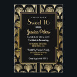 Sweet 16 Birthday Party Gatsbyアールデコ金ゴールド16th 招待状<br><div class="desc">ギャツビーアールデコSweet 16パーティーブラックと金ゴールドの招待。単に文字を変えてパーティー。バックプリントを含む。</div>