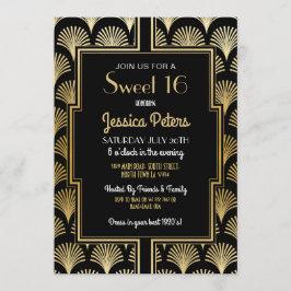 Sweet 16 Birthday Party Gatsbyアールデコ金ゴールド16th 招待状
