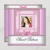 Sweet 16 Birthday Party Pink White Pearl写真2 招待状 (正面/裏面)