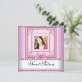 Sweet 16 Birthday Party Pink White Pearl写真2 招待状 (スタンド正面)