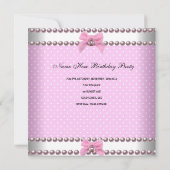Sweet 16 Birthday Party Pink White Pearl写真2 招待状 (裏面)