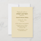 Sweet 16 Birthday Party Yellow Dress Sparkly 招待状 (裏面)