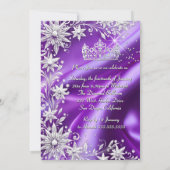 Sweet 16 Birthday Purple Silver Winter Wonderland 招待状 (裏面)