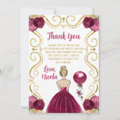 Sweet 16 Blonde Princess Burgundy サンキューカード (正面)