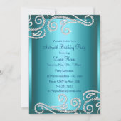 Sweet 16 Blue Bow & Sparkle Diamondのお知らせ 招待状 (裏面)